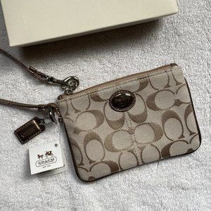 Coach Signature Jacquard Wristlet NWT
